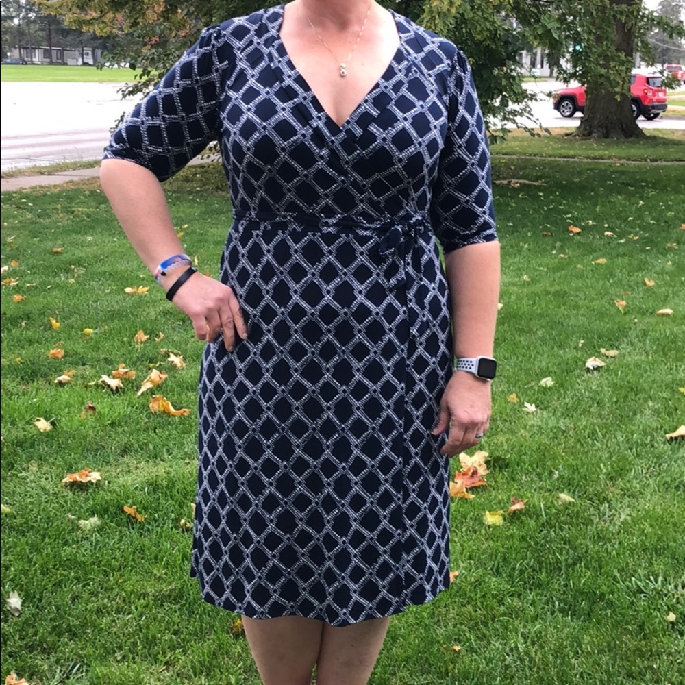 Women’s wrap style dress.